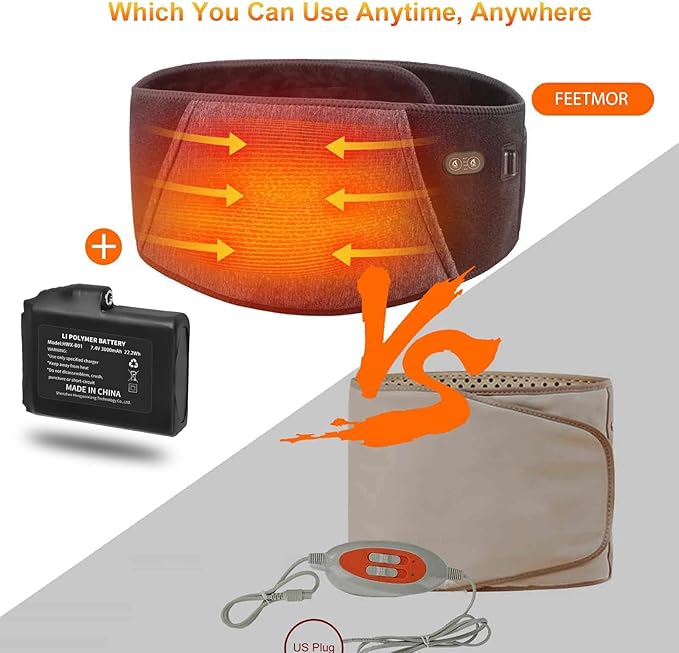 Heated Waist Belt, Heating Pad for Low Back and Belly,Women’s Cordless Heating Belt for Period Cramps - Rechargeable & Slim Design