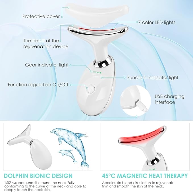 Facial Massager Face and Neck, Face 𝖲 culpting Wand Tool with 7 Color - Birthday, Christmas, Mothers Day, Valentines Day Gifts for Her Women Mom Best Friend Wife Teacher (White)
