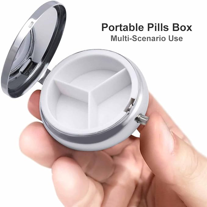 Custom 3 Compartment Pill Box, Personalize It to Add Any of Your Text and Images, Portable Pill Box Storage for Travel, Pocket Or Purse Pill Box Decorative Metal Medication Vitamin Organizer