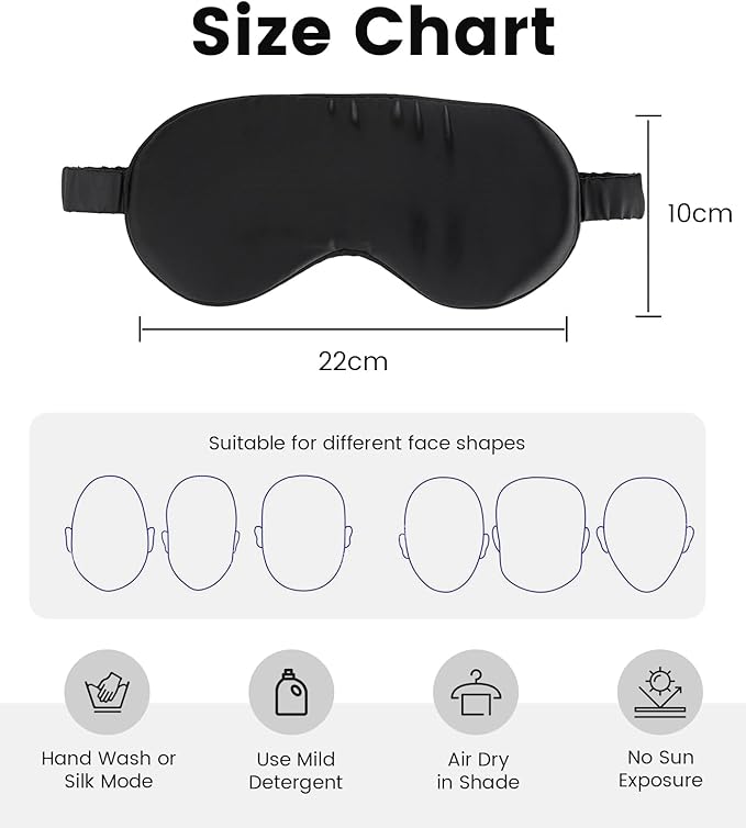 Formé & Found Formé & Found Luxury Silk Sleep Mask, 100% 6A Mulberry Silk Eye Mask for Sleeping, 22 Momme Weighted Sleep Mask for Men & Women, Eye Mask for Sleep, Blackout Sleeping Mask (Black)