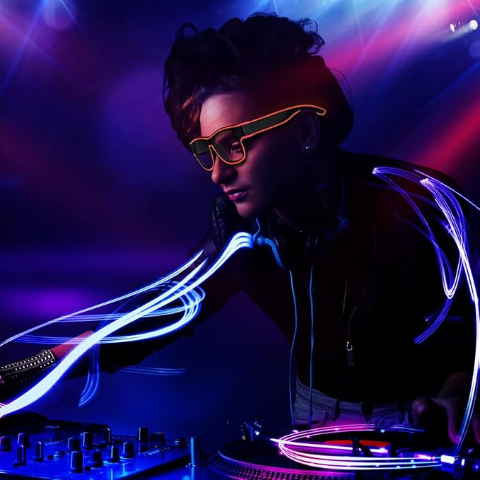 Ainiv Wireless Light Up Glasses 3 Modes LED Luminous Glasses Glow in the Dark for Parties, DJ, EDM, Halloween, Christmas