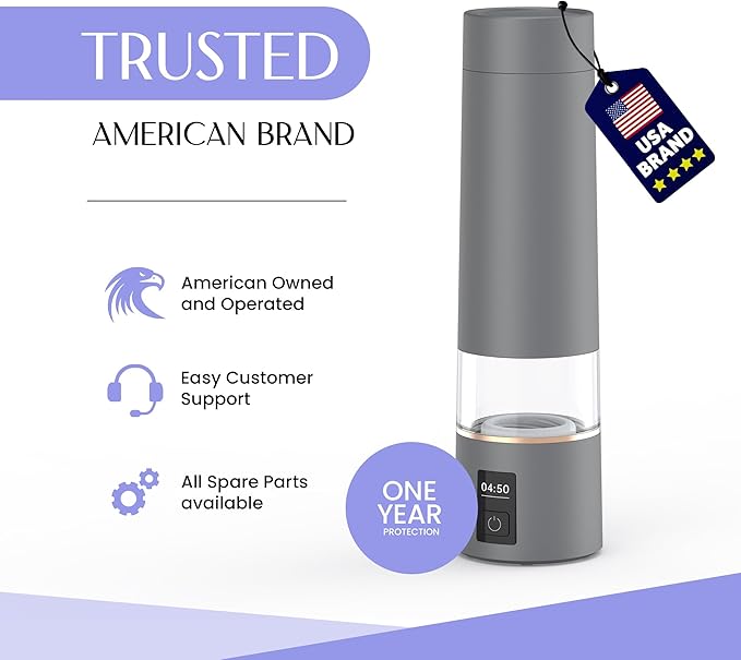 LevelUpWay - 2026 Hydrogen Water Bottle – Advanced SPE/PEM Technology – Generates Up to 5000 PPB – 250ml – Portable Hydrogen-Enriched Water Bottle with Breathing Adapter