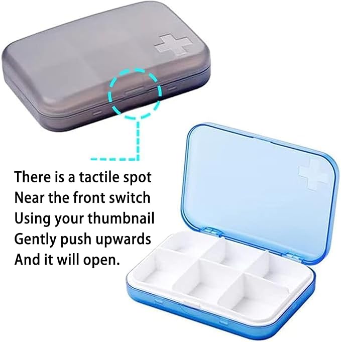 6 Times a Day, 7 Piece Set Pill Organizer-Weekly Daily Travel Medicine Multicolored Organizer,Portable 7 Day Pill Box with Moisture-Proof Pill Case Travel Pill Container for Vitamins Supplements