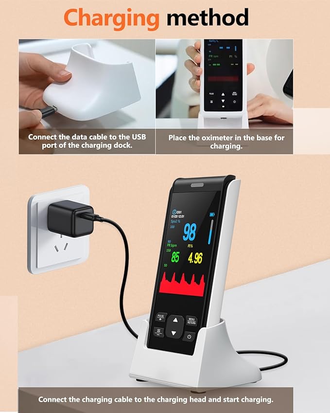 Pulse Oximeter Rechargeable Fingertip Pulse Ox, Handheld Pulse Oximeter, HealthTree Finger Blood Oxygen Saturation Monitor with SpO2 & Pulse Rate, Portable Oxygen Meter Finger for Adults