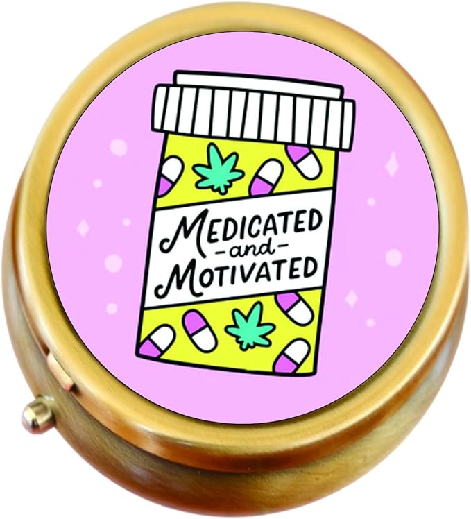 Medicated and Motivated Brass Pill Box