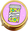 Medicated and Motivated Brass Pill Box