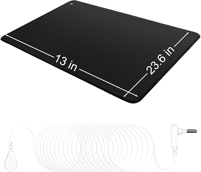 Grounding Mat for Feet,Conductive Carbon Grounding Pad for Health,Earth Connected Grounding Bed Mat with Grounding Cord(13 * 23.6inch)