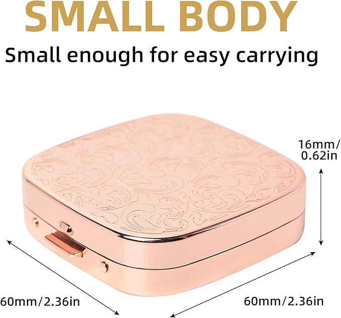 Simple Metal Portable Mini Medicine Box Storage Case (3 Compartments Rose)