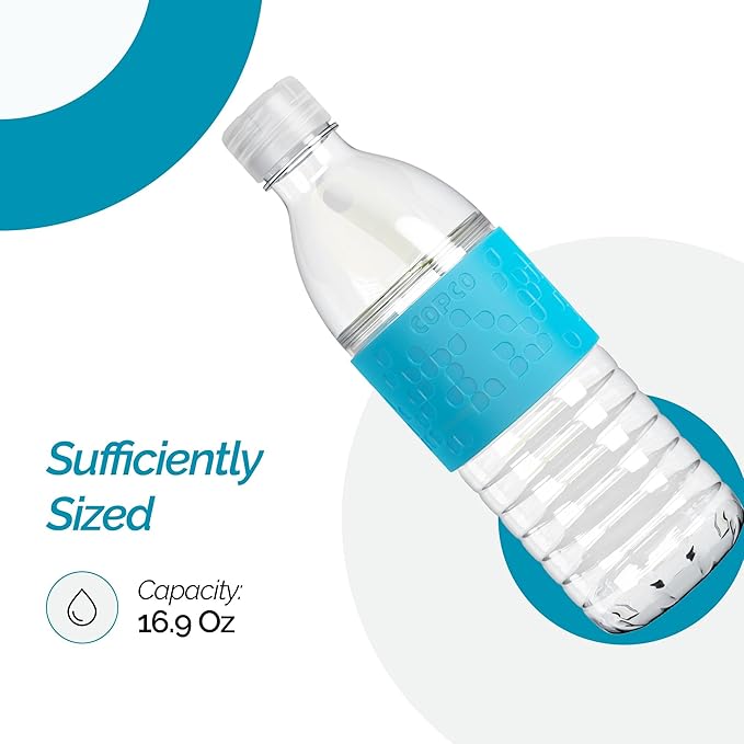 Copco Hydra 16.9 oz Water Bottle – Leak Proof, Tritan Durable, BPA Free, Dishwasher Safe, Twist Open Body for Ice & Easy Cleaning, Silicone Non-Slip Grip, Portable for Gym & Office (Light Blue)