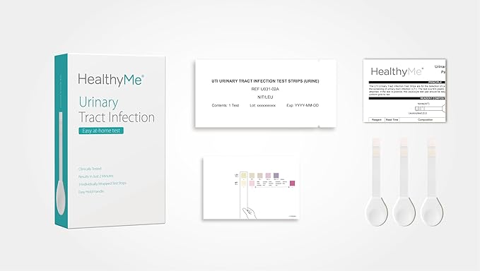 Urinary Tract Infection (UTI) Test Strips, 3 Individually Pouched, Self-Testing Strips, Accurate, Easy to Read, Results in 2 Minutes, Clinically Tested