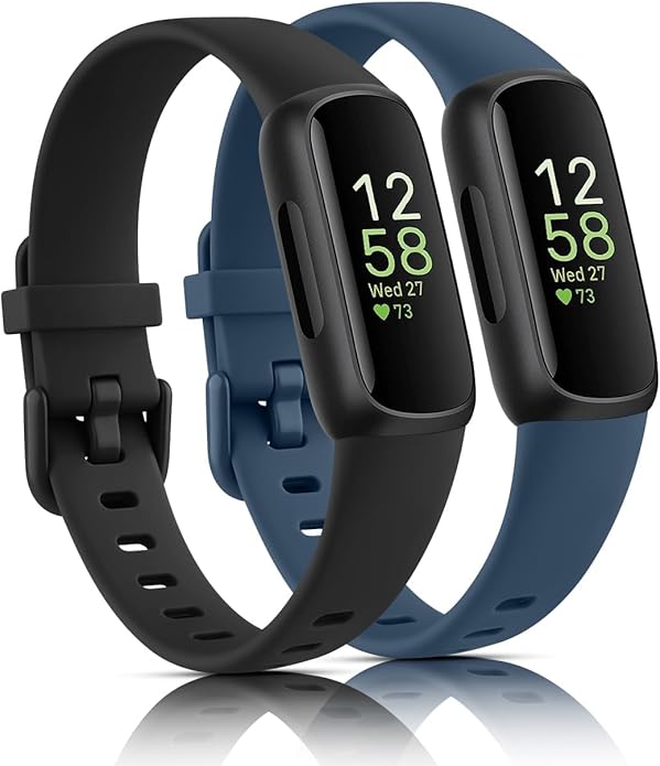 2-Pack Bands for Fitbit Inspire 3 Bands for Women Men, Classic Soft Replacement Sport Wristbands Replacement Straps Compatible with Fitbit Inspire 3 Fitness Tracker