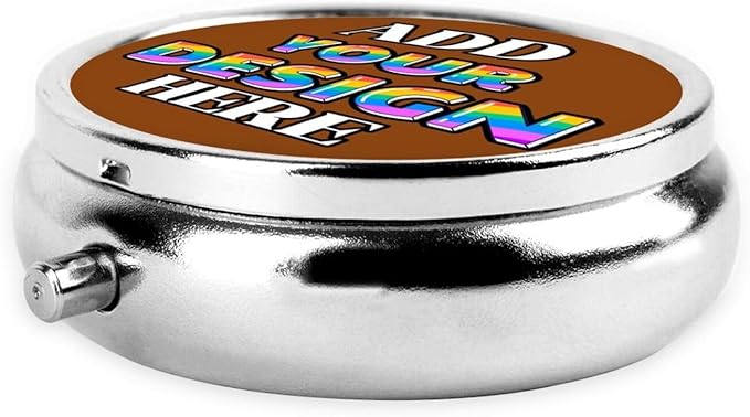 Custom Travel Pill Box, Medicine Pill Organizer Case Container Travel Pill Holder Vitamin for Boxes Med Wallet Portable Mini Pastillero Round, SaddleBrown, Customized Gifts