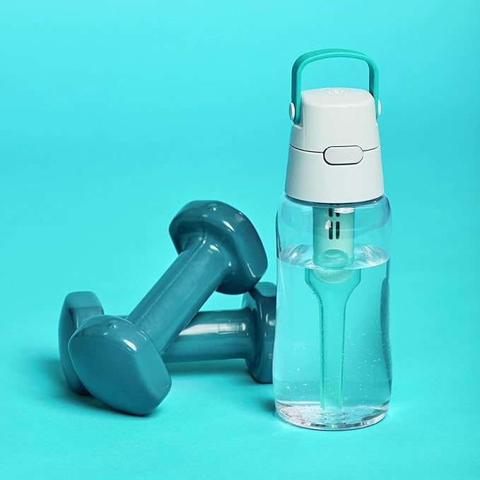 Dafi Filtered Water Bottle with Straw 17 oz - Sports Water Bottle Reusable with Carbon Filter for Gym, Travel, Daily Use - Leakproof, BPA-Free with Hypoallergenic Mouthpiece & Carrying Handle - Blue