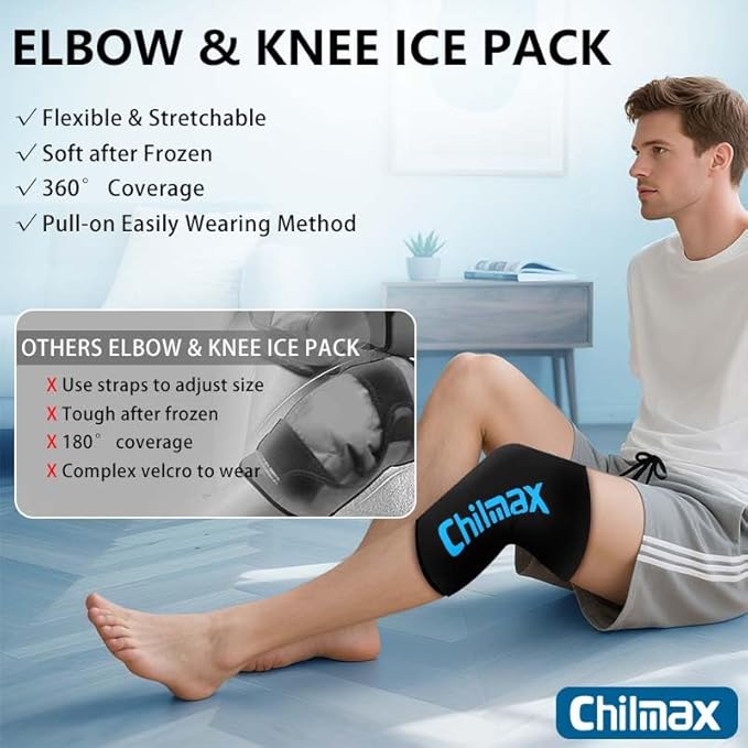 Elbow Ice Pack Wrap Compression Sleeve Pain Relief, Tennis Elbow & Golfers Arm Cold Hot Packs Brace,Reusable Gel Ice Sleeve for Knee Calf Ankle Thigh Injurie,Fits Left/Right (M)