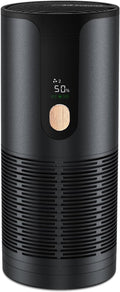 Mini Car Air Purifier with True HEPA 3-Layer Filtration,15dB Ultra-Quiet & Portable Air Purifier for Car, Desk, Small Spaces & Travel (Black)