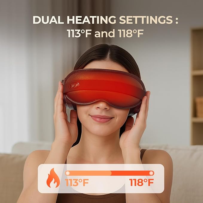 HubiCare Heated Eye Mask with Bluetooth Music and Noise-Blocking Headphone, Warm Eye Relaxer for Dry Eyes, Relaxation and Travel, Better Sleep, Meditation, and Strain Relief (Black)