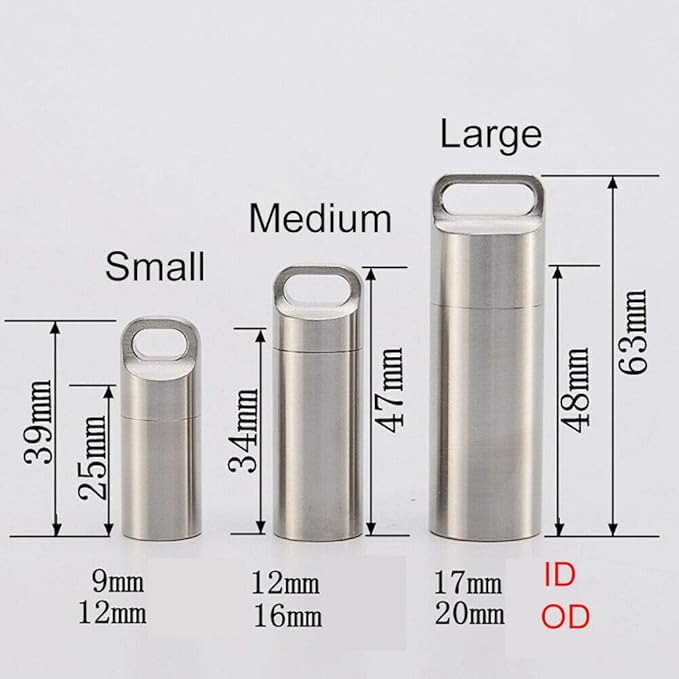 Waterproof Pill Box BE-TOOL 1Pcs Small Pocket Pill Container Metal Portable Travel Pill Holder for Keychain Pill Fob Silver Small
