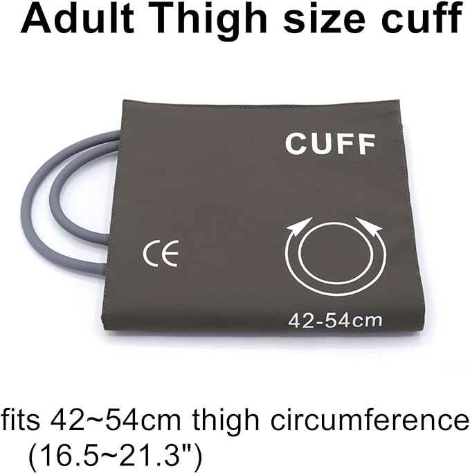 Blood Pressure Cuff with Dual Tubes for Thigh 42-54 cm, Reusable PU Brown Replacement Blood Pressure Cuff, No BP Connector