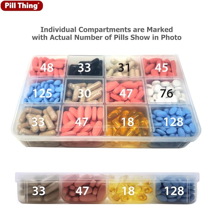 The Olympic Pill Organizer Case with Large Compartments & Stay Tight Lid - Monthly - 31 Day Pill Organizer *Free Medication Log and Medical Alert Card Included! (Monthly)