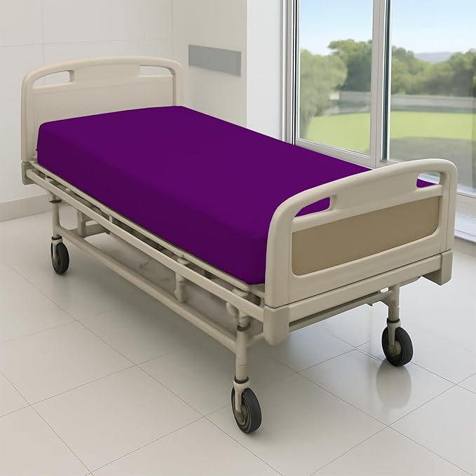 4 Pack Fitted Hospital Bed Sheets - Soft Microfiber Hospital Fitted Sheet - Hospital Bed Fitted Sheets (Purple, 36" x 84" x 12")