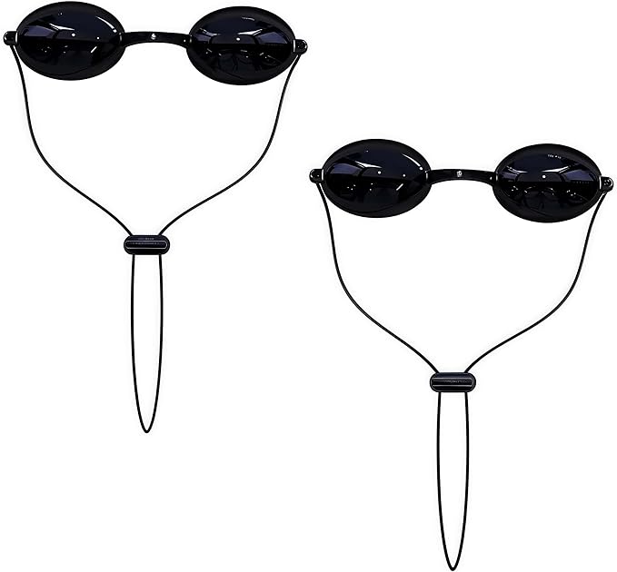 See-Through Safety Goggles Pack of 2, Transparent Safety Glasses for Tanning Use, and Half-clear Eye Protection, 2 Separate Storage Cases Included
