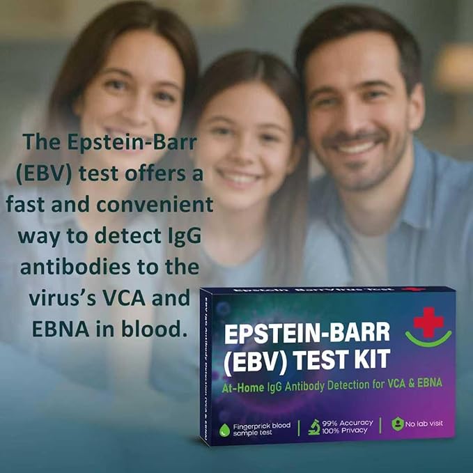Epstein Barr (EBV) at-Home Test Kit | Detects IgG Response to VCA & EBNA | 15-Minute Rapid Result | Easy Fingerstick Sample