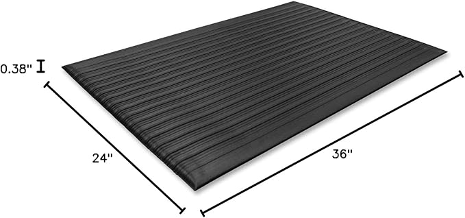 Genuine Joe Air Step Anti-Fatigue Black Mat, 36" L x 24" W