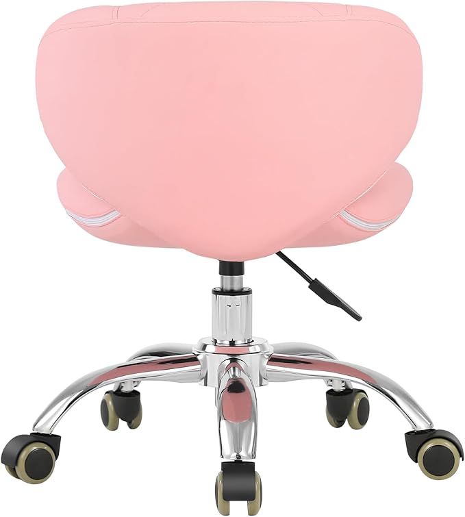 Pedicure Stool Hydraulic Height Adjustable with Back Support for Nail Salon Manicure Tech Pedicure Spa (Pink)
