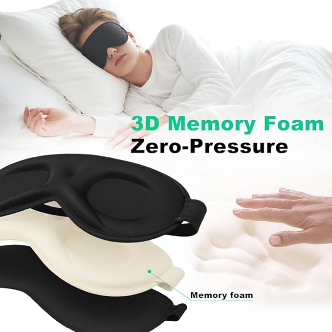 3D Sleep Mask for Kids & Teens (8-18 Years), Zero Pressure & Blackout Eye Cover - Soft Breathable, Adjustable for Travel, Night Use & Deep Sleep
