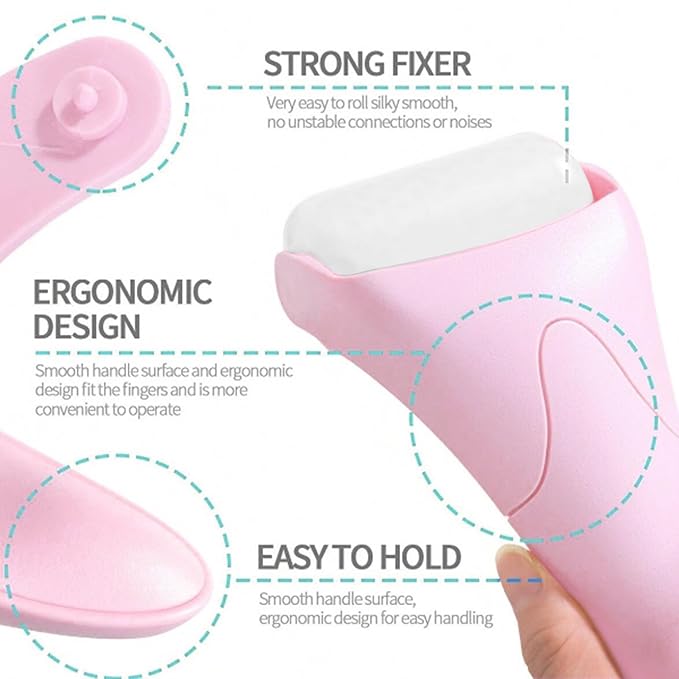 Ice Roller for Face, Face Roller-Cold Massage Stick for Cooling and Calming Puffiness Wrinkles Fine Lines - Skin Care Tools- Self Care Gifts for Women Men (Light Pink)
