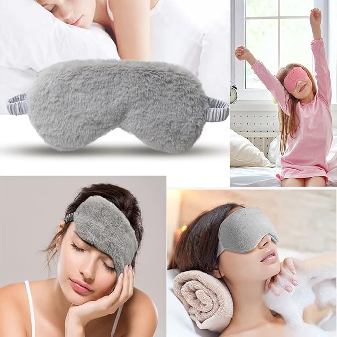 AKOAK 1 Pack Plush Sleep Eye Mask, Soft and Comfortable, Breathable Light Blocking Sleep Protector, Suitable for Adults, Children, Birthday Party Gifts (Gray)