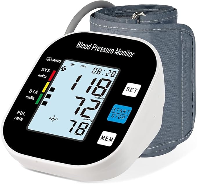 Blood Pressure Monitor for Home Use - Automatic BP Machine with Large Backlit Display High Accuracy for 2 Users Arm Cuff & Storage Bag (Black)