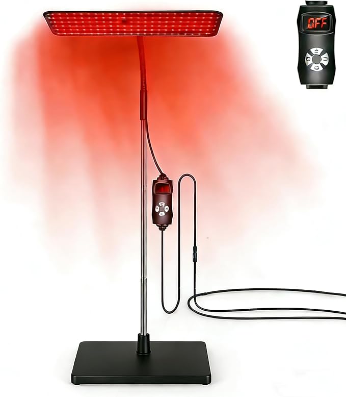 Body and Facial red Light Therapy, 660nm 850nm Infrared red Light Treatment lamp Equipment, extendable Floor-Standing Type, with a Large Panel and a Stable Stand at Home.