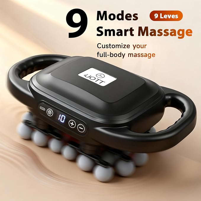 UOTT 24 Head Massage Gun Deep Tissue, Self Massager for Neck and Back with 9 Modes & 9 Levels, Quiet Handheld Multi Head Percussion Muscle Massager for Body, Shoulder, Leg & Foot Muscle Pain Relief