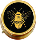 Vintage Bee on Black Brass Round Pill Box