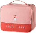 First Aid Kit Bag Empty Travel Medication Pouch Big Zippered Oxford Medical Survival Kit Carrier Handy Medicine Pills Drugs Package Organizer with 5 Pocket+1 Main Holder-9.8x7.9x5.3Inch (Pink-L)