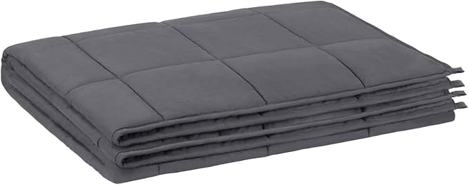Nova Microdermabrasion Weighted Blanket (15 lbs, 48”x72” Grey) Cooling Breathable Heavy Blanket for Adults All Season Microfiber Material with Glass Beads Soft Thick Comfort Blanket