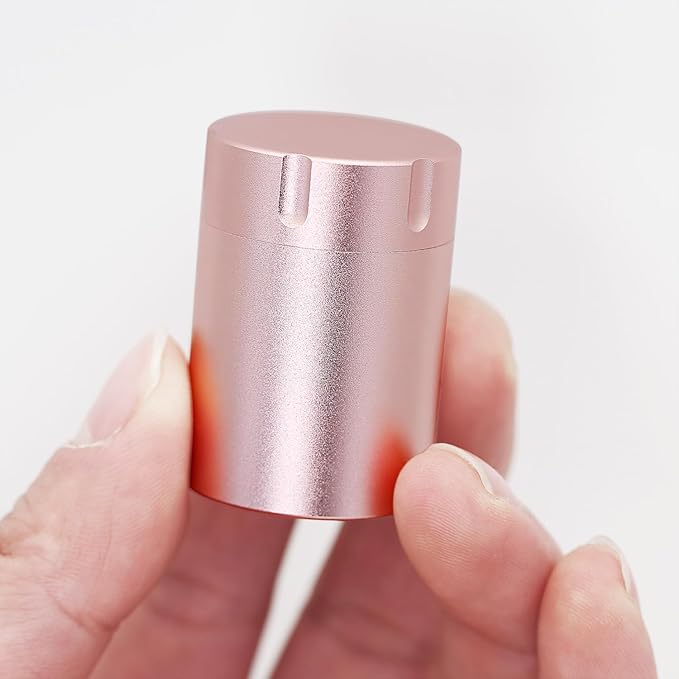 Portable Metal Small Pill Case, Aluminium Alloy Round Pill Box for Travel, Waterproof Pill Box Organizer, Pocket Daliy Pill Holder Pill Container for Medicine Vitamin Fish Oils (Rose Gold)