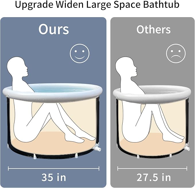 B&Y Ice Bath Tub, Foldable Bathtub for Athletes, Portable Cold Plunge Tub for Cold Water Therapy at Home Outdoor Gym (Black, 90 Gal)