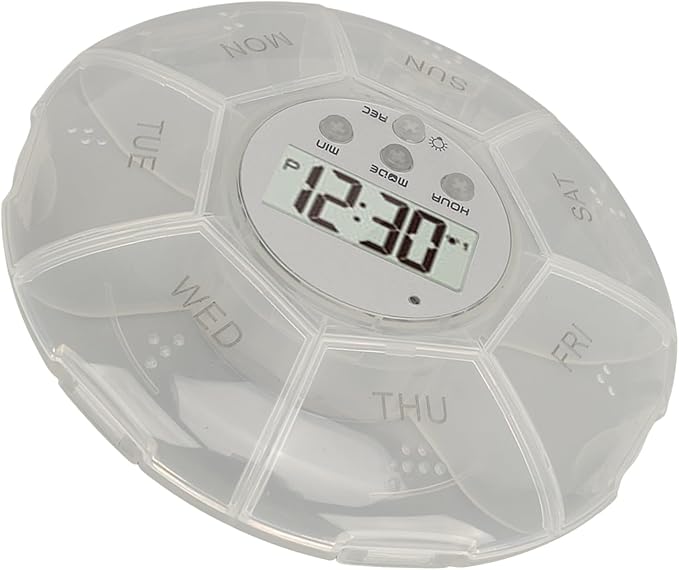 Smart Box, Reminder Medication Organizer with Recording Playback Function, Easily Organizes, for The Elderly, Blind Person (White)