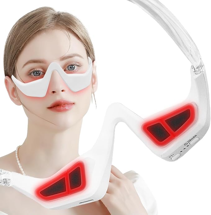 Under-Eye Red Light Therapy Device, 2 Modes Beauty Glasses Device with Eye Massage