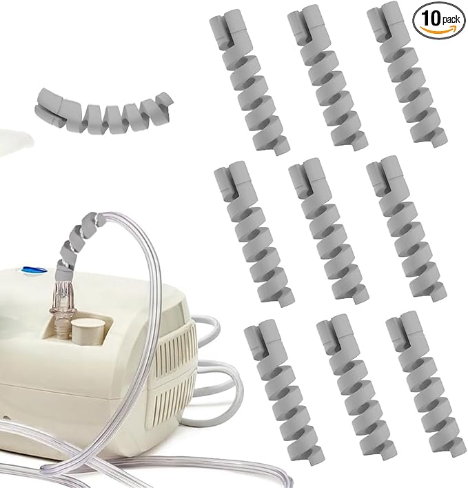 10 Pack Oxygen Tube Support Crimp Straightener for Oxygen Hose Keep Oxygen Hose from Kinking, for Portable Oxygen Concentrator Oxygen Hose Nasal Cannula（Gray）