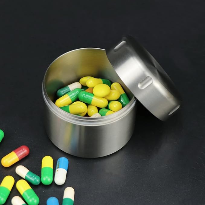 Titanium Pill Container, Pill Holder Extra Large Capacity, Waterproof Pill Case EDC Portable Travel Pill Box Organizer for Purse Pocket Daily Outdoors, Lightweight Pill Organizer, BPA Free