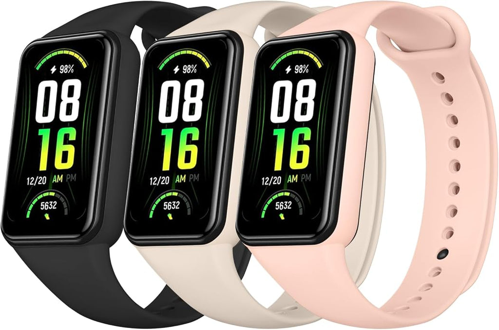 Amzpas TPU Bands for Amazfit Band 7 Fitness & Health Tracker, 3 Pack Soft Breathable Wristband, Adjustable Replacement Sportt Strap for Women Men