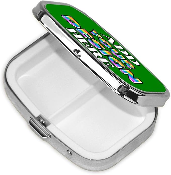 Custom Travel Medicine Organizer, Medicine Pill Box Case Container Travel Pill Holder Vitamin for Purse Med Wallet Portable Mini Pastillero Square, Green, Customized Gifts