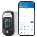 Mibest CN368R Bluetooth Pulse Oximeter - Blood Oxygen Saturation Monitor with App - SpO2, Pulse Rate, Respiration Rate, Plethysmograph and PI - Compatible with iOS & Android Smartphones - Free App