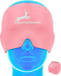 Migraine Relief Cap, One Size Fits All Hot/Cold Gel Head Wrap, Migraine Cooling Eye Mask, Strong Elastic Comfort Fit, Reusable Durable for Stress & Headache Relief, FSA|HSA Eligible, Gift Box (Pink)