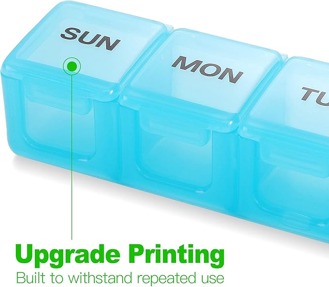 Pill Organizer XL Extra Large Weekly and Daily Pill Cases for Pills/Vitamin/Fish Oil/Supplements (Light Blue)