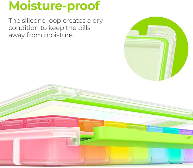 AUVON Weekly Pill Organizer 3 Times a Day with Moisture-Proof Design, Large Pill Box 7 Day Easy to Use, Portable Pill Case for Travel with Double Protection, Pill Containers for Vitamins, Medications