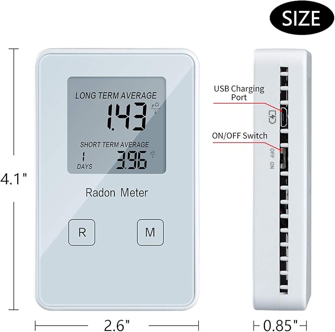 Funny Kitchen Home Radon Detector,Portable Radon Meter,Long and Short Term Monitor,Rechargeable Battery-Powered,Radon Test Kit